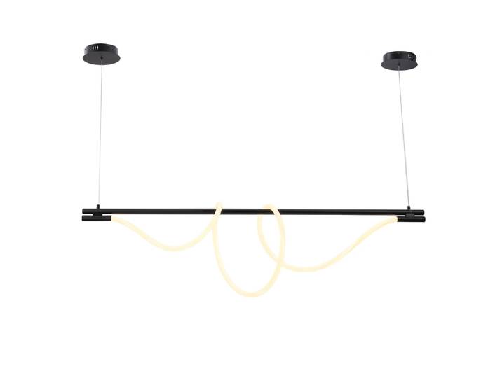 Plafonnier LED moderne néon métal noir ondulé 45W 150cm