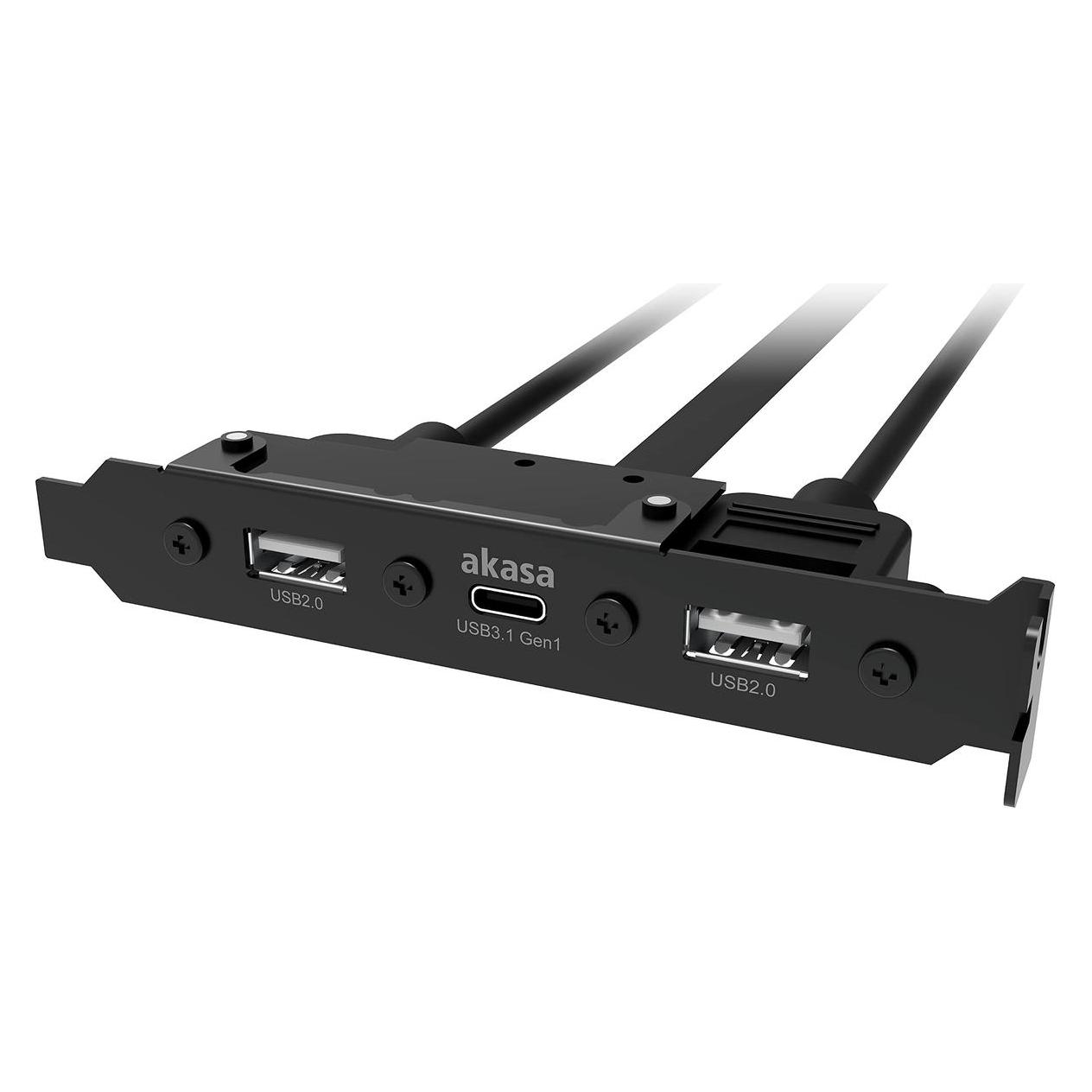 Akasa Internes USB 3.0/2.0 auf externes USB-C und 2x USB 2.0 Typ-A Adapterkabel (0.30 m, USB 2.0, USB 3.2 Gen 1) (AK-CBUB53-40BK)