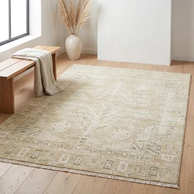 Style Haven Carmel Global Tribal Gold/ Beige Fringed Mix Pile Rug