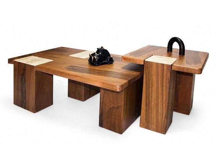 JVmoebel Satztisch Couchtisch Modern Braun Massiv Schlicht Strukturiert Hochwertig Holz, Made in Europa