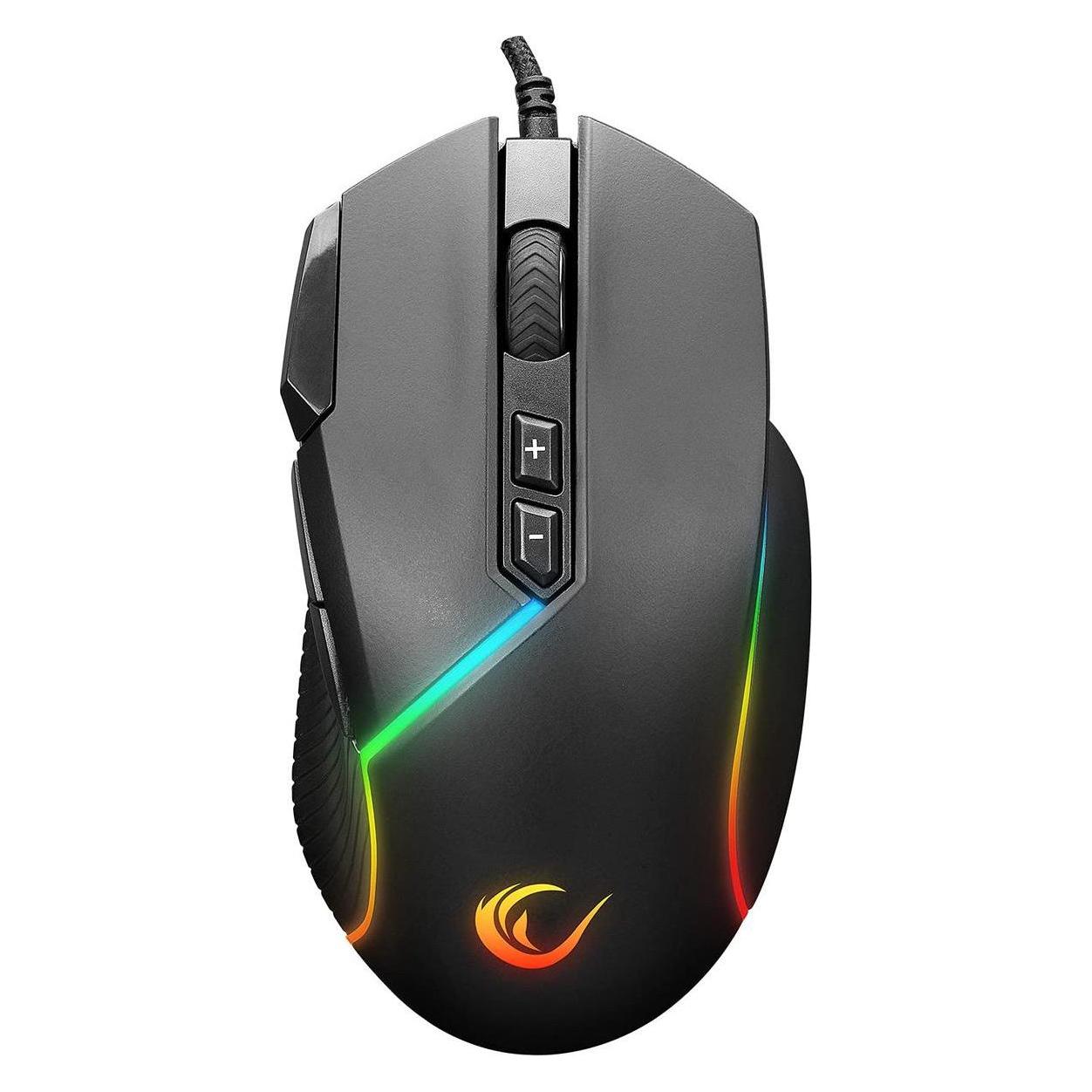 Rampage Egér Gamer - SMX-G39 COMFORT (7200DPI, 8 gomb, makro, RGB LED, harisnyázott kábel, fekete) (Kabelgebunden) (PERRAMSMX-G39 COMFORT)