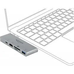 Delock USB Type-C 4K PD 3.0 (USB-C, 1 Port), Dockingstation + USB Hub, Silber