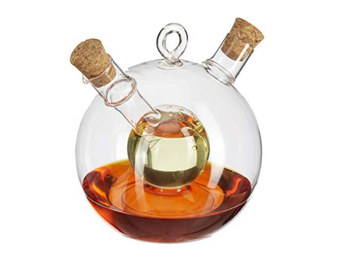Relaxdays 10x bouteilles huile et vinaigre\, 2 en 1\, avec bouchon de liège\, vinaigre et huile en un\, 375 et 50 ml\, transparent
