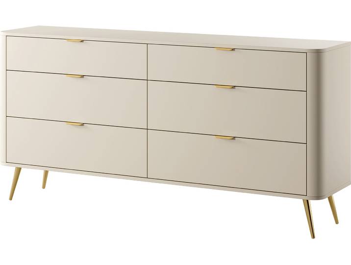 Selsey Oval - Commode à six tiroirs\, beige\, largeur 172 cm