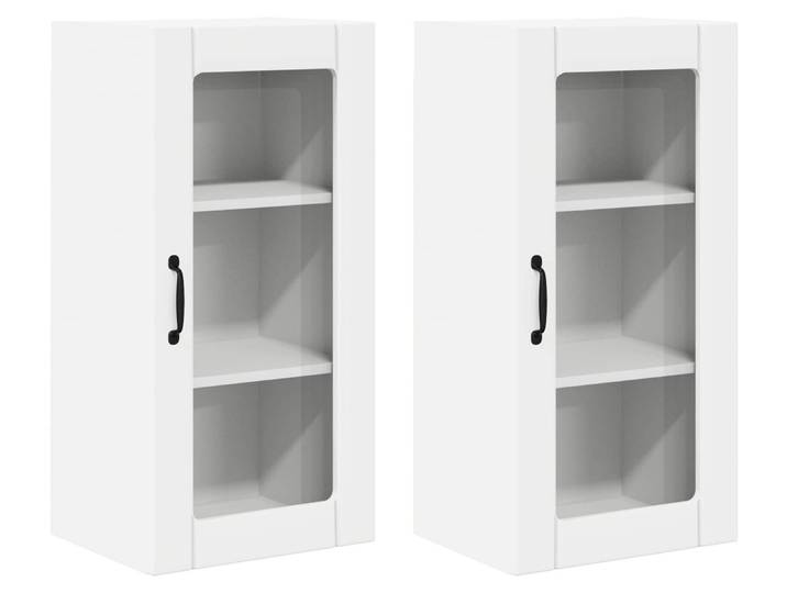 vidaXL Armoire vitrée PORTO\, 2 pièces\, blanche\, en panneaux de fibres de bois
