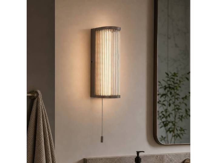 Searchlight Wandlampe Rue, dimmbar, bronze / altmessing, für Badezimmer, Metall, Wandleuchte, Wandlampe Innen