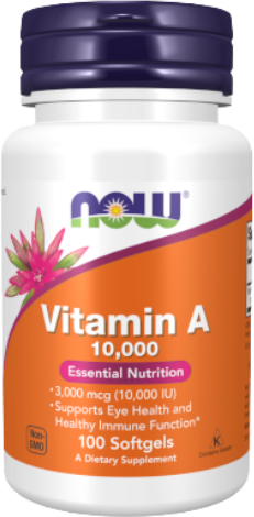 Now Vitamin A 10.000UI Saúde Ocular e Sistema Imunitário 100caps