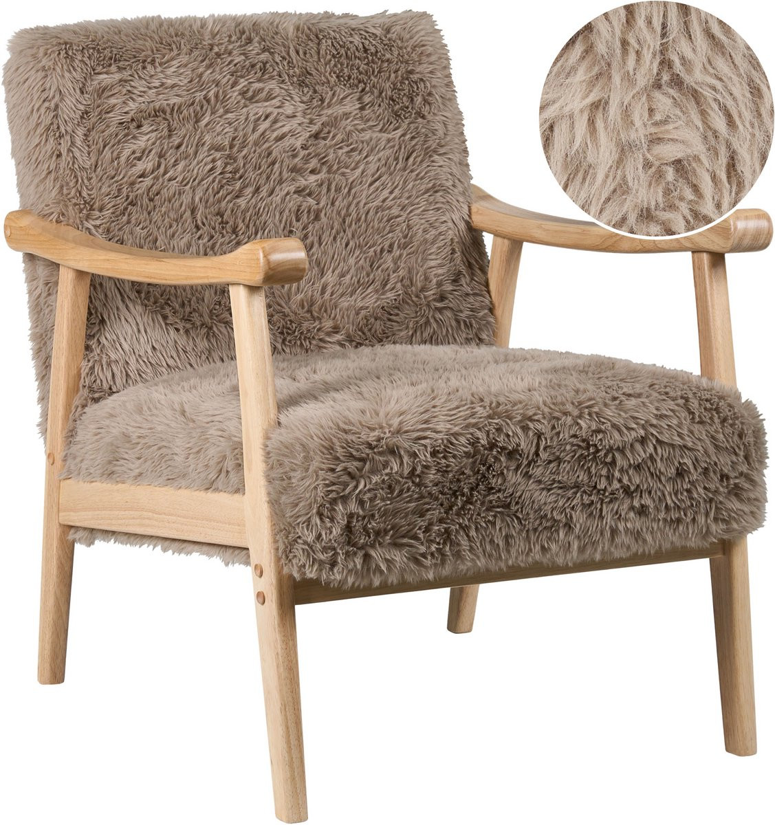 Beliani LEKNES Fauteuil - Taupe - Kunstbont