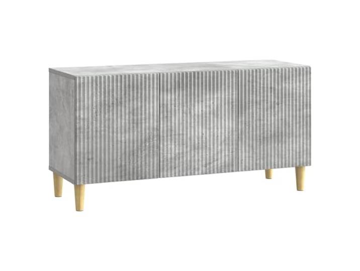 KTHLBRH TV-Schrank 99 x 34,5 x 50 cm Grau Beton Holz Engineered Vintage-Stil, rechteckige Form, verjüngte Beine, braunes Finish, Innenfächer, Wohnzimmer