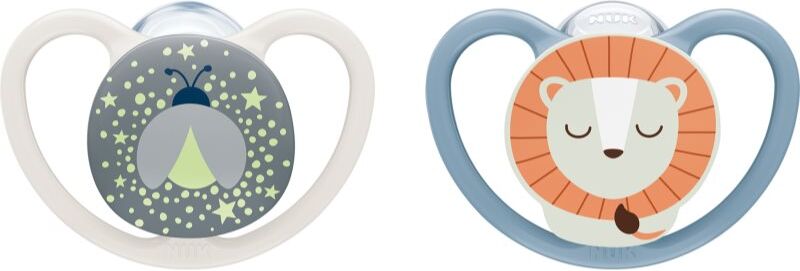 NUK Perfect Match Air Night 6-18 m tétine Firefly/Lion 2 pcs