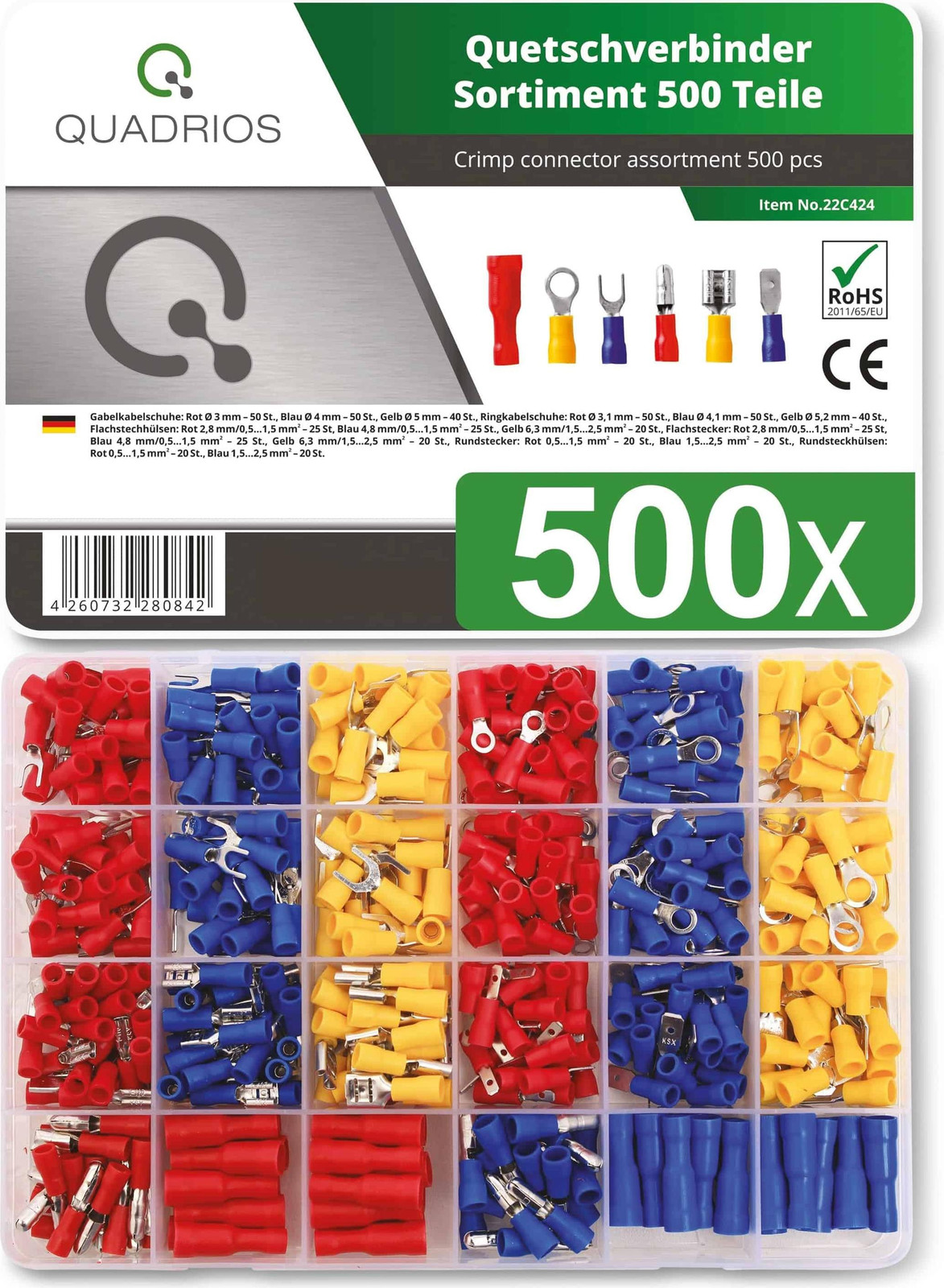 QUADRIOS Assortiment persverbindingen type 22C424, 500 stuks