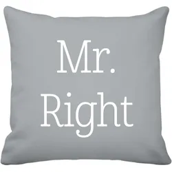 Krasilnikoff Kissenbezug Mr. Right, 50 x 50 cm, grau