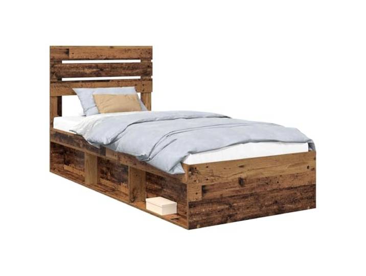 PUGYNBK Bettgestell mit Kopfteil, 100 x 200 cm Massives Kiefernholz, stabile Lamellen, leicht zu reinigen, einfache Montage