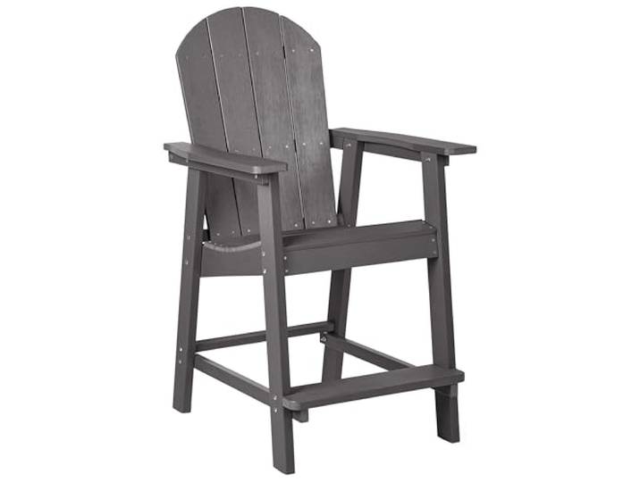 Beliani Moderner Muskoka Garten Barstuhl in Dunkelgrau mit Breiten Armlehnen Adirondack
