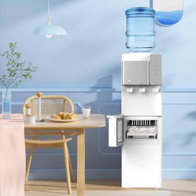 Modern White Hot and Cold Water Cooler Dispenser with Built-in Ice Maker