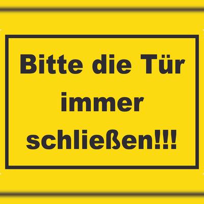 HB-Druck Aufkleber Bitte die Tür immer schließen gelb-schwarz A5 (148x210mm)