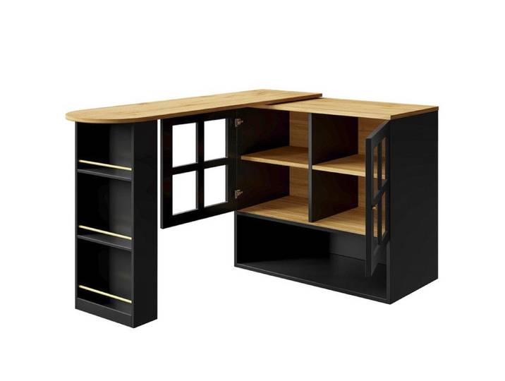 buffet Comestible rotatif à 360° simple et moderne avec étagère à collations 5 étagères buffet rotatif avec étagères et verre Noir