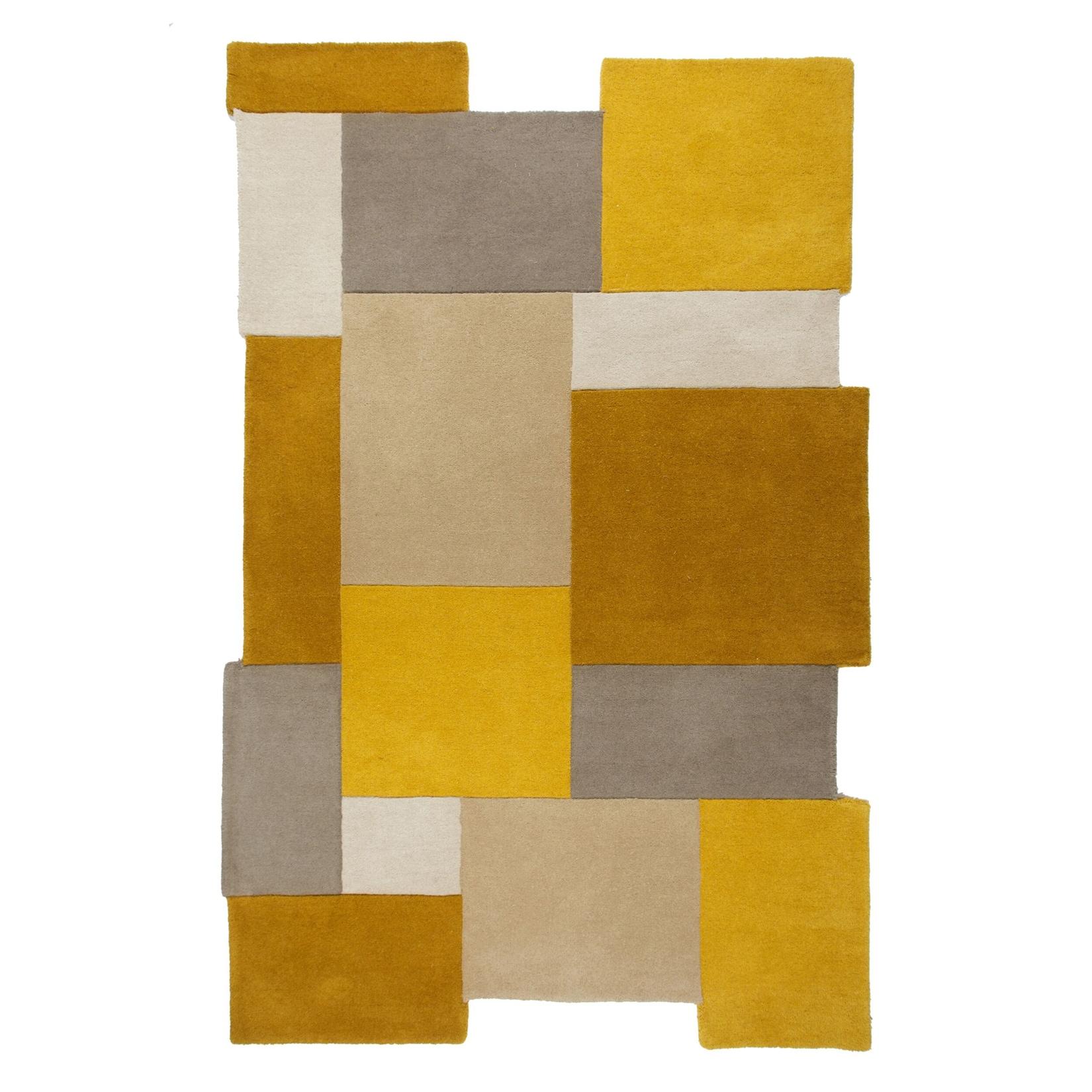 Wollteppich geometrisch Senfgelb 120 x 180 cm - HALLEIN Kadima
