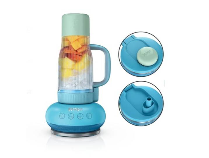 Ninja BlendBoss Mixer mit tragbarem Becher, 3 Auto-Modi, Blaue Himbeere Abnehmbarer Reisebecher, voreingestellte Automatikprogramme - DB351EUBL