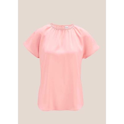 Shirtbluse MADELEINE "Blusenshirt Sommerliches Freizeitshirt mit Falten", Damen, Gr. 42, rosa (puderrosé), Obermaterial: 100% Polyester PES., Modern, normal, Blusen