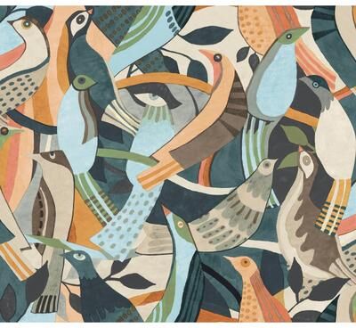 York Wallcoverings Fauvist Flock Coral Abstract Peel and Stick Wallpaper