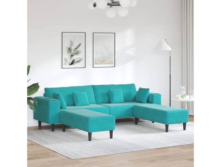 HEFZGDB Modernes Samtsofa 3-teilig in Türkis 208 cm mit Kissen – Elegantes Wohnzimmer Möbelstück aus hochwertigem Velours für stilvolle Einrichtung und langlebigen Sitzkomfort