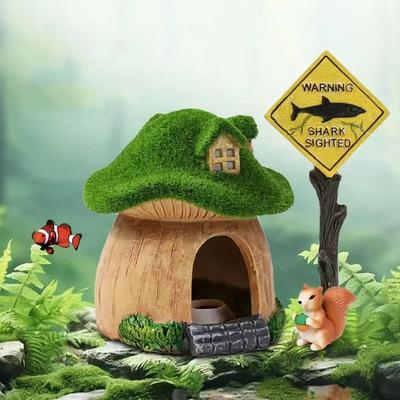Uplift Essentials Whimsical Mushroom Moss House Ornament Whimsical Mushroom Moss House Ornament