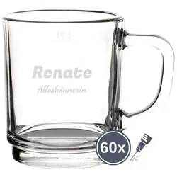 Gravur Glühweinglas Kaffeeglas 0,2l geeicht - Name horizontal 60 Stück