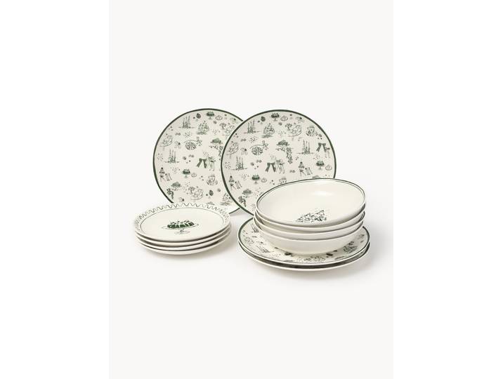 Weihnachtliches Designer-Geschirr-Set Clarette von Agathe Marty, 4 Personen, 12er-Set