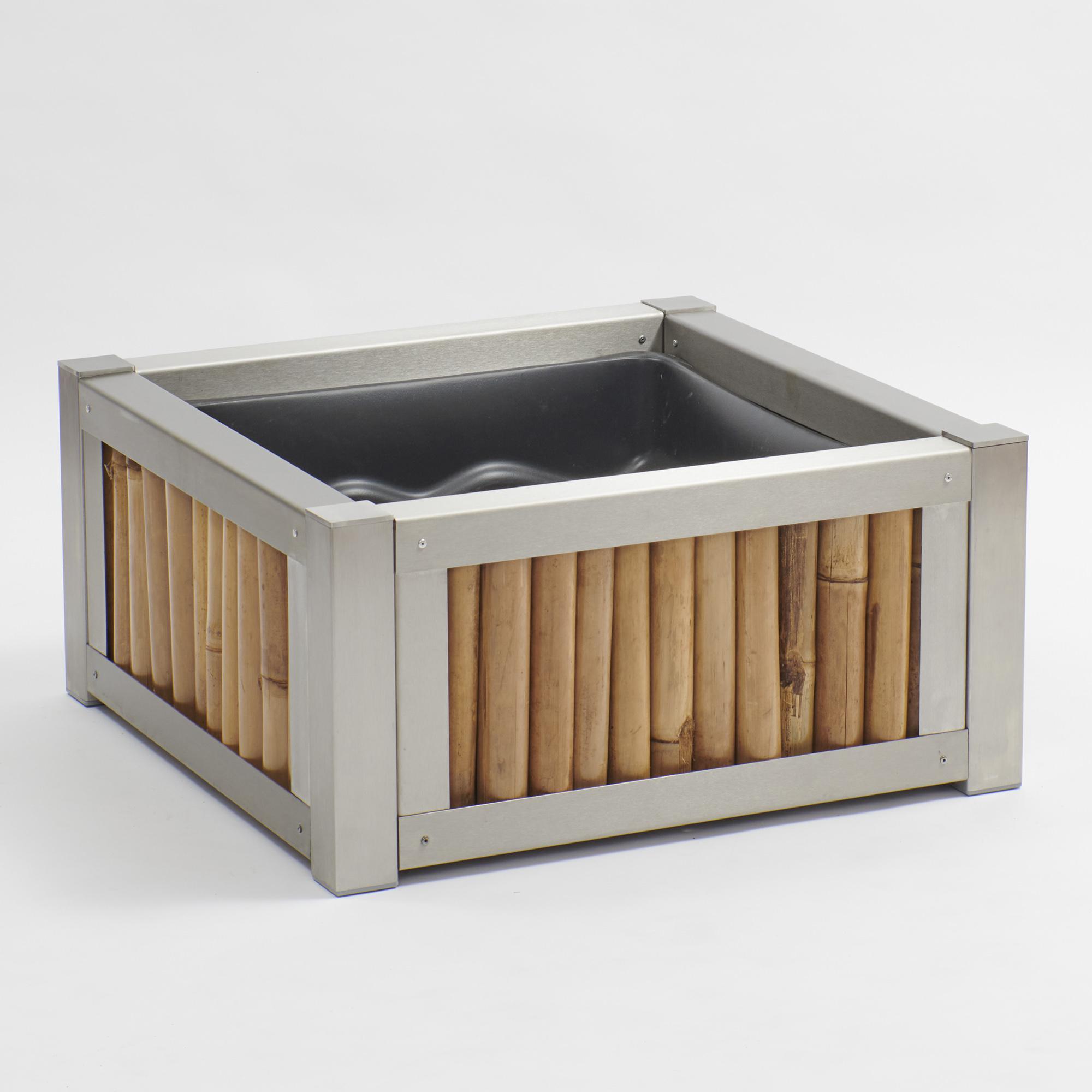 BambusBASIS Terrassenteich - H: 35cm x B: 70cm x T: 70cm, V2A, Bambus hell
