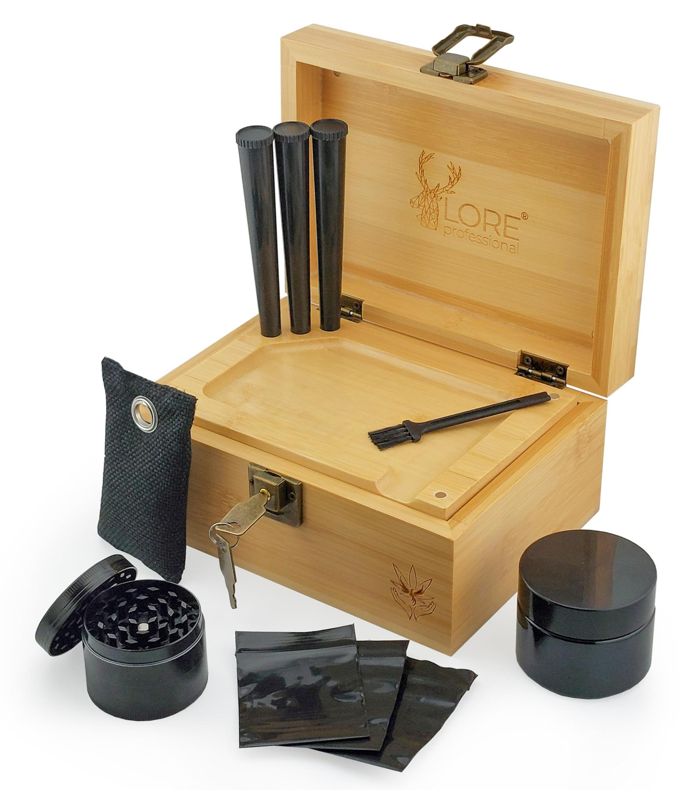 Dripio Opbergbox van bamboe met deksel en accessoires
