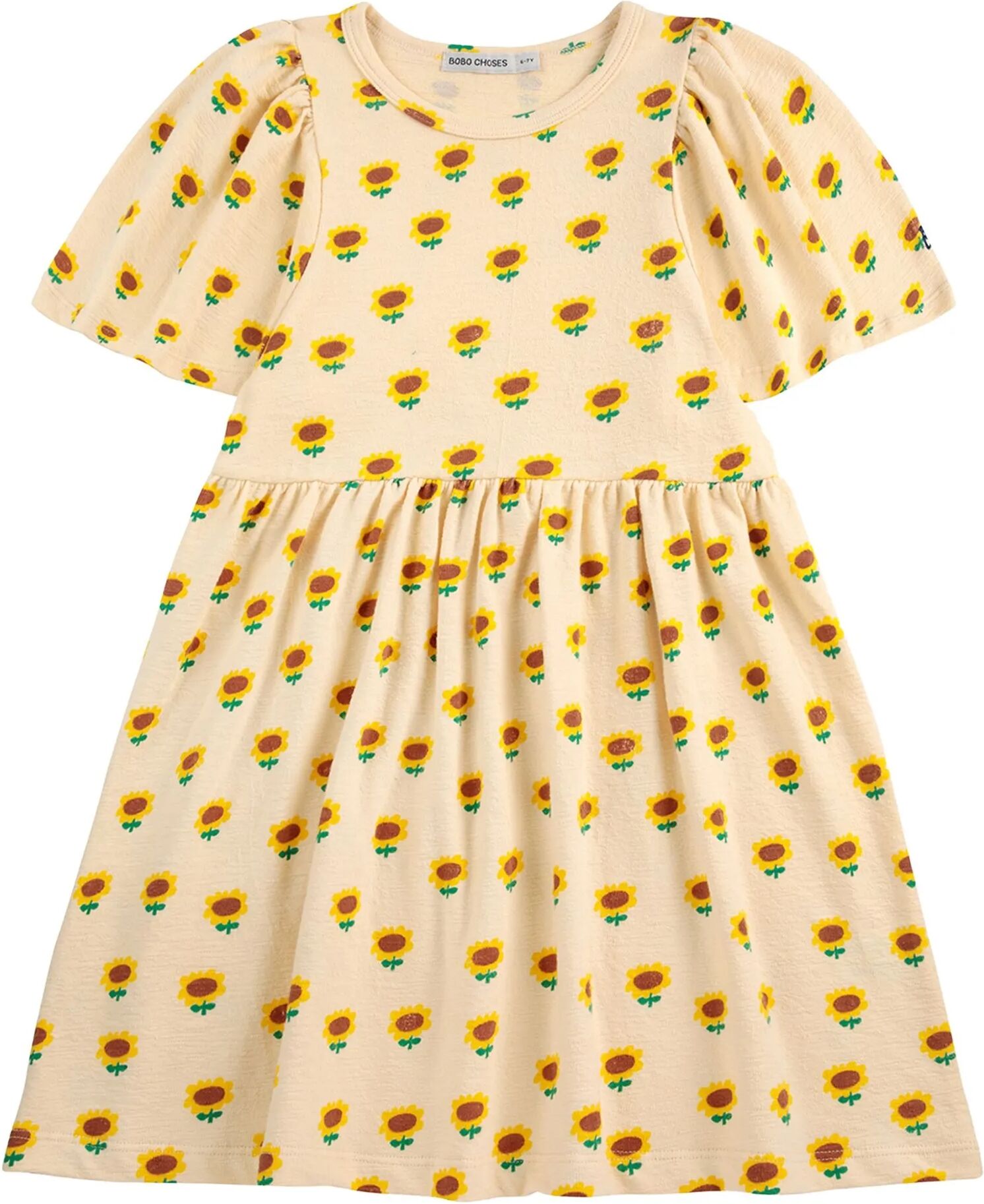 Bobo Choses Robe Tournesol Coton Bio Crème 2/3 ans