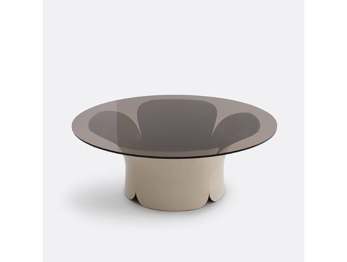LA REDOUTE Table basse tulipe fer et verre Tessen Beige