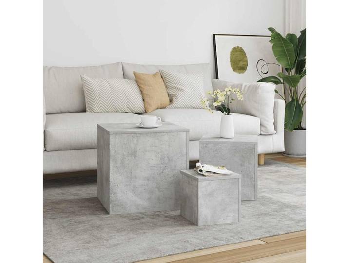 furnicato Couchtisch Beistelltische 3er-Set 45x45/35x35/24x24 cm Betongrau (3-St), Pflegeleichte Satztische als Nachttisch für dein Schlafzimmer