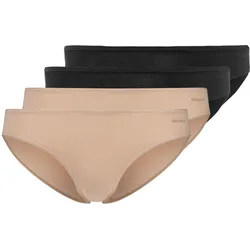 SKINY Damen Rio-Slips, 4er Pack - Advantage Cotton Stretch, Bikini Briefs, Baumwoll-Stretch Schwarz/Beige / S