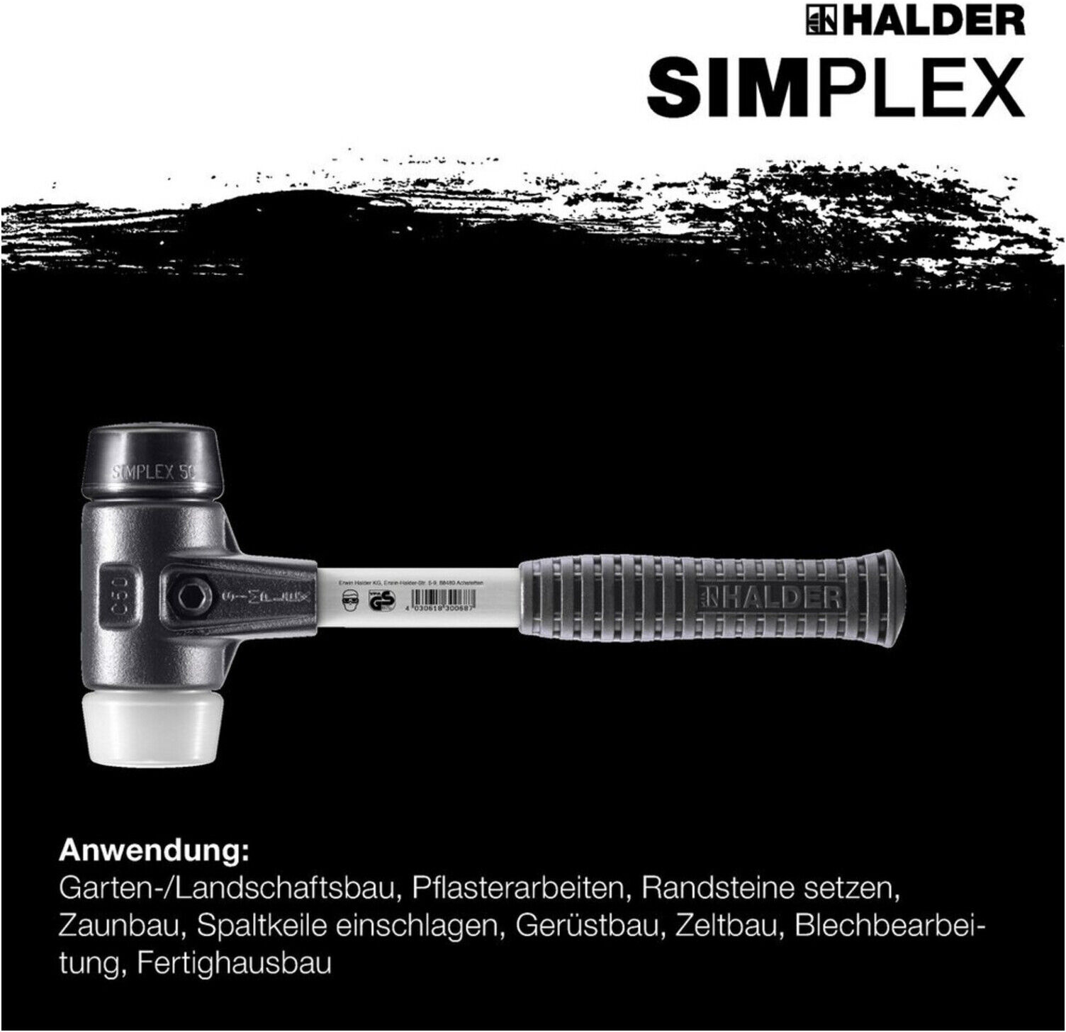 Halder SchonhammerSimplex Fiber. 60mm Gummi/Superpl. (3727.060)