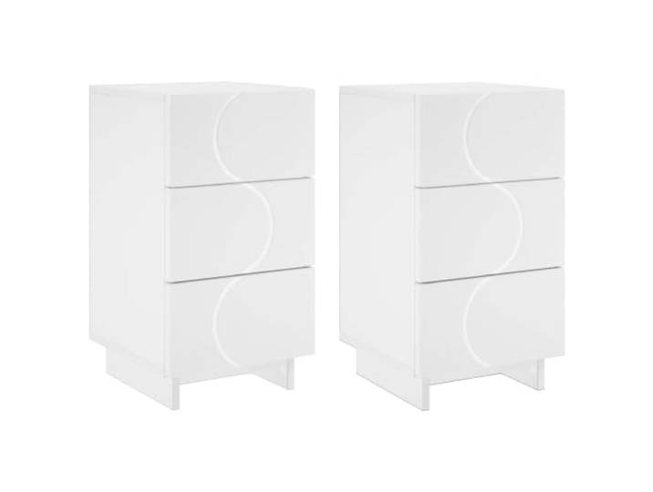 LMTYOENFG Nachttisch 2er Set Weiß, Beistelltisch 33,5x34,5x60cm Ordnung im Schlafzimmer durch 6 Schubladen, anpassbare Montage und stabile Ablageflächen aus glattem Holzwerkstoff.