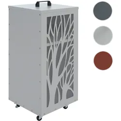 Pelletbehälter HWC-Q30 Bäume, Pelletbox Aufbewahrungsbox für z.B. Tierfutter, Rollen Füße 86x36x36cm ~ weiß-hellgrau