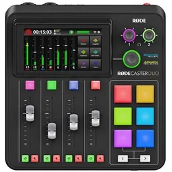 RØDE Rodecaster Duo Mischpult mit Abdeckung und Tuch, Mischpult, Schwarz