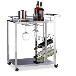 relaxdays Servierwagen »Baron« Glas / Metall weiß