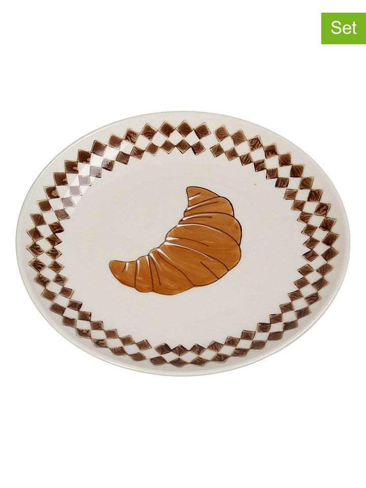 Kersten 2er-Set: Frühstücksteller ''Croissant'' in Hellbraun/ Creme - Ø 20,5 cm - onesize