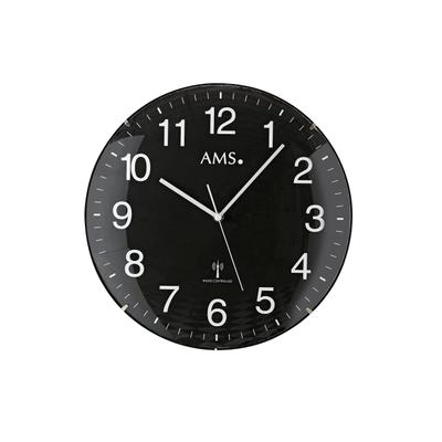 Funkwanduhr AMS "F5959", schwarz, Wanduhren, Ø 32cm, Quarzuhr,Wohnzimmer,Esszimmer,Küche,Arbeitszimmer,Büro, Flur