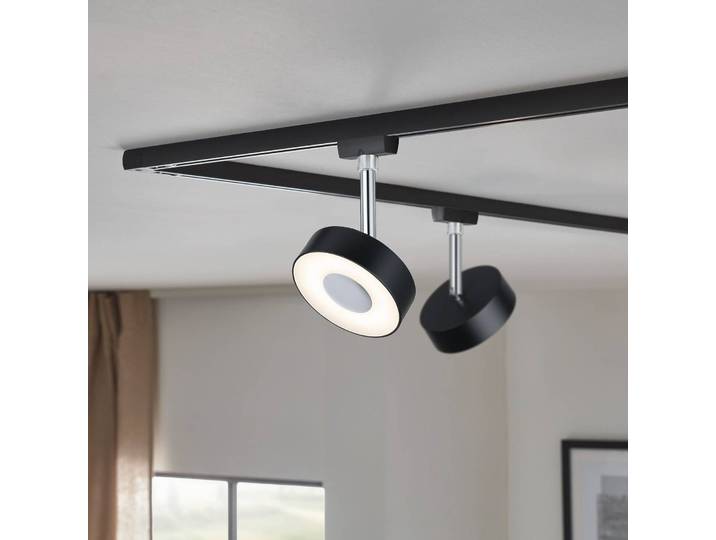 Paulmann URail Circle LED-Spot, 3-step-dim, 3.000K, schwarz Circle, dimmbar, schwarz, für Wohn- / Esszimmer, Metall, Modern