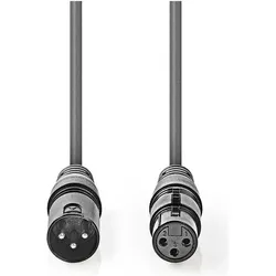 Nedis DMX-Kabel, 110 Ohm (digital) - XLR-3-Pol-Stecker - XLR-3-Pol-Buchse - 15 m - Grau (15 m, XLR Kabel), Audiokabel