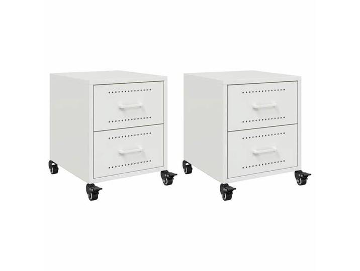 NOUVEAU Commode Chambre - Lot de 2 Tables de chevet - design classique - blanc - 36x39x43 5cm acier 36350