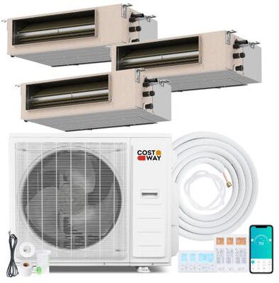 Costway X-Pro 35000 BTU 3 Zone 22.5 SEER2 Concealed Ducted Mini Split AC-9K + 12K+ 12K