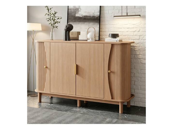 STILVORA Sideboard Beistellschrank mit geschwungenen Kanten Kommode mit 2 Schiebetüren
