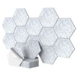 Relaxdays Hexagon Akustikplatten Set selbstklebend Grau