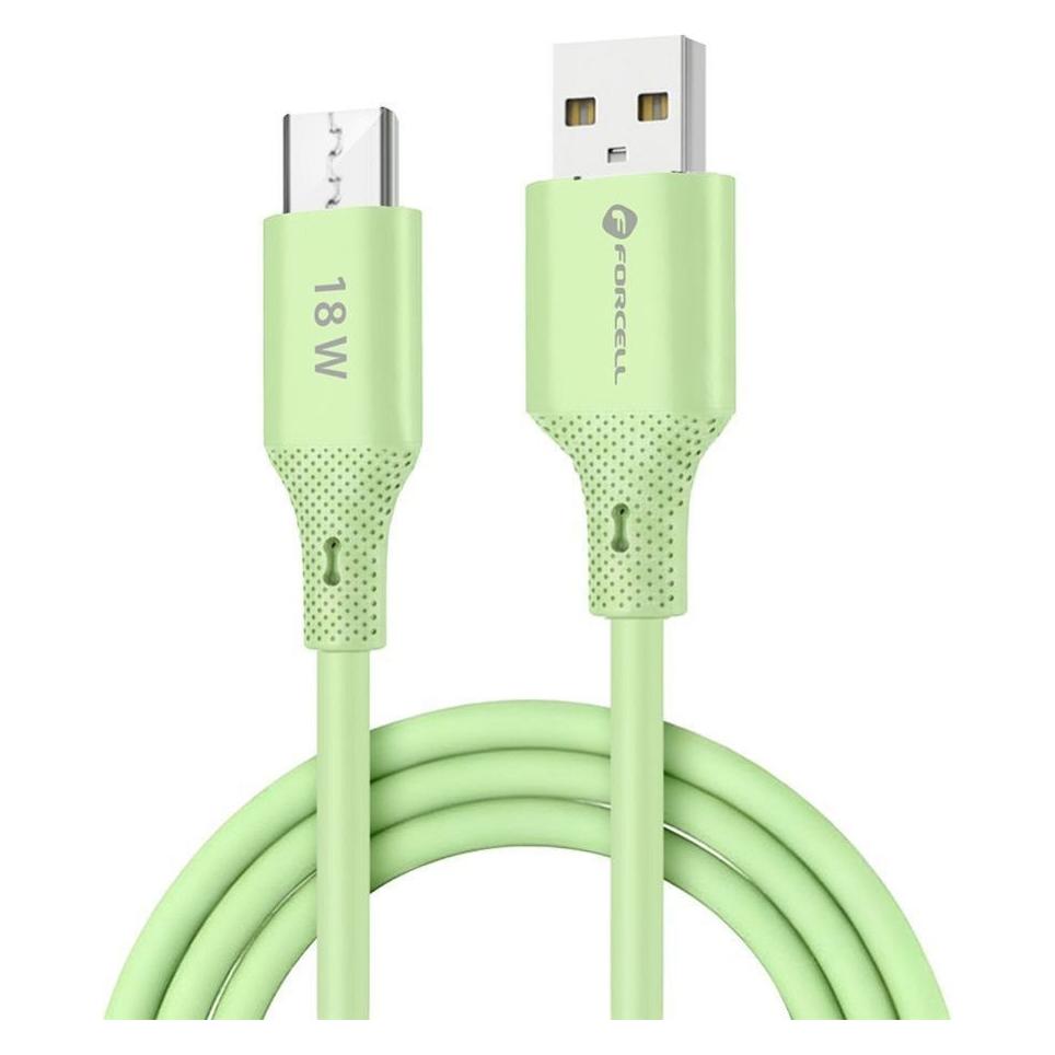 Forcell Cable F-ENERGY C341 cable USB A to Micro USB QC3.0 2,4A 18W Silicone 1 m green (1 m, USB 2.0, 18 W) (61356261)