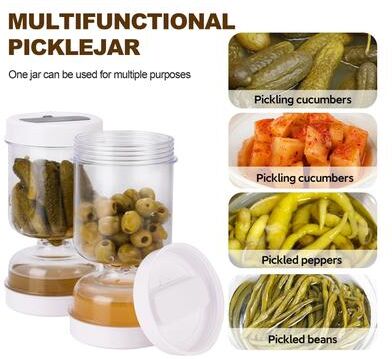 Inspired Finds FlipFresh Hourglass Pickle & Olive Jar Airtight Strainer Storage Container FlipFresh Hourglass Pickle & Olive Jar Airtight Strainer Storage Container